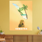 Sumatra illustreerde kaartreisposter canvas afdruk (Insitu (Woonkamer))