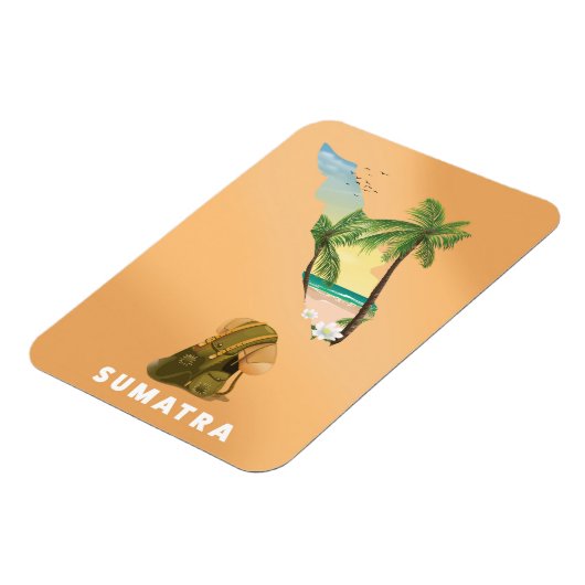 Sumatra illustreerde kaartreisposter magneet (Linkerzijde)