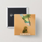 Sumatra illustreerde kaartreisposter vierkante button 5,1 cm (Voorkant /achterkant)