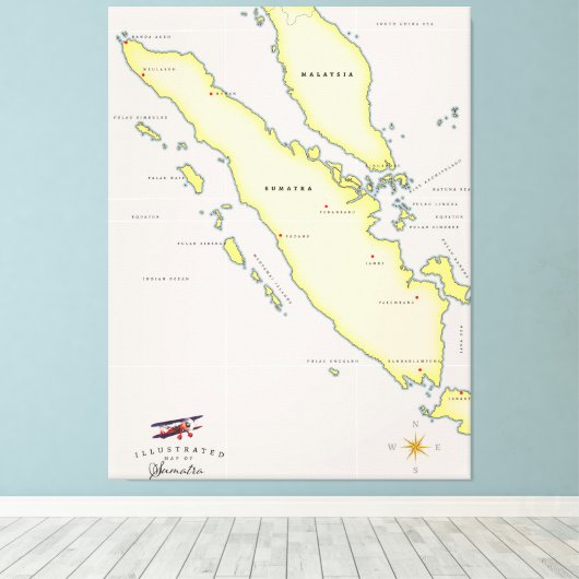 Sumatra-kaart Canvas Afdruk (Insitu (Houten vloer))