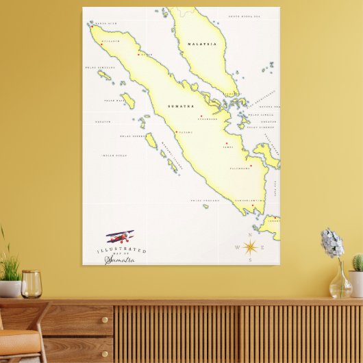 Sumatra-kaart Canvas Afdruk (Insitu (Woonkamer))
