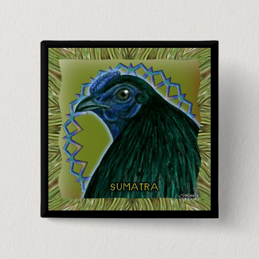 Sumatra Rooster omgeven Vierkante Button 5,1 Cm (Voorkant)