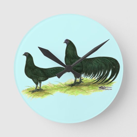 Sumatra Zwarte Kippen Ronde Klok (Voorkant)