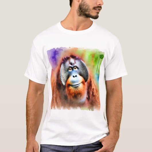 Sumatran Orangutan 070724AREF107 - Watercolor T-shirt (Voorkant)