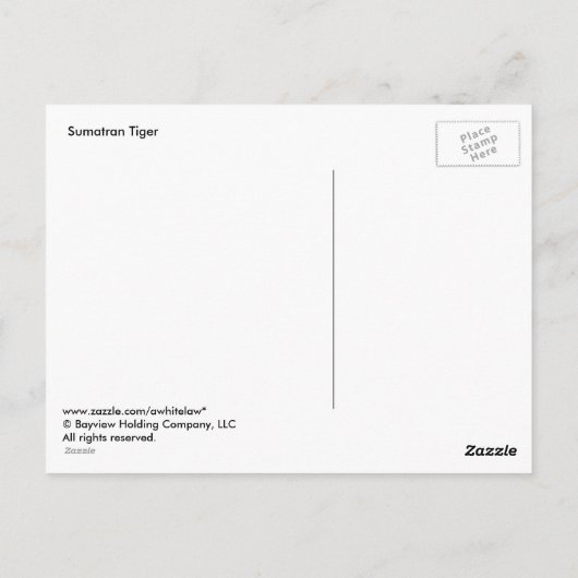 Sumatran Tiger Briefkaart (Achterkant)