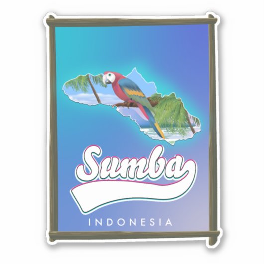 Sumba eiland Indonesië reis kaart Sticker (Voorkant)