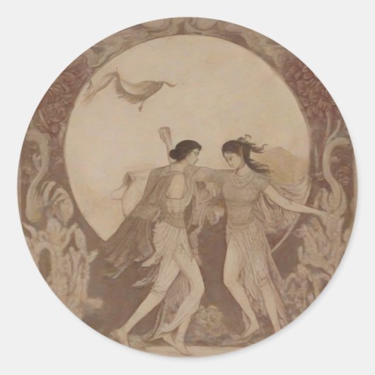 Sumeriaans huwelijk in de herfstmaan ronde sticker (Voorkant)