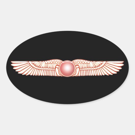 Sumerian Anunnaki Winged Sun Disk Ovale Sticker (Voorkant)