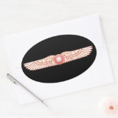 Sumerian Anunnaki Winged Sun Disk Ovale Sticker (Envelop)