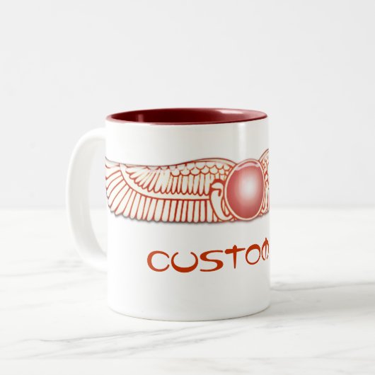 Sumerian Anunnaki Winged Sun Disk Tweekleurige Koffiemok (Voorkant links)