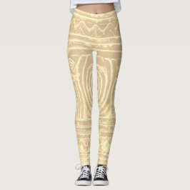 Sumerian Mesopotamian Pattern Bleek Yellow Filter Leggings