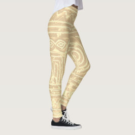 Sumerian Mesopotamian Pattern Bleek Yellow Filter Leggings