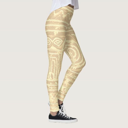 Sumerian Mesopotamian Pattern Bleek Yellow Filter Leggings (Rechts)