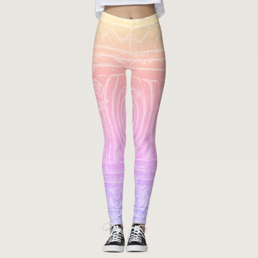 Sumerian Mesopotamian Pattern Pink Yellow Filter Leggings (Voorkant)
