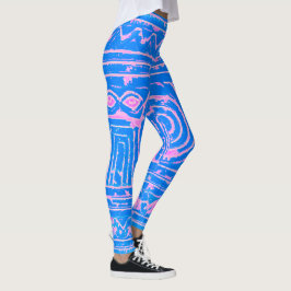 Sumerian Mesopotamian Pattern roze Blauw Leggings