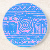 Sumerian Mesopotamian Pattern roze Blauw Zandsteen Onderzetter (Voorkant)