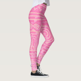 Sumerian Mesopotamian Pattern Roze Leggings