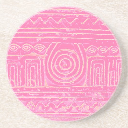 Sumerian Mesopotamian Pattern Roze Zandsteen Onderzetter (Voorkant)
