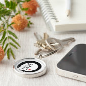 Sumi Circle met stille kalligrafie Sleutelhanger (Zijkant)