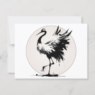 Sumi-e Crane Kaart