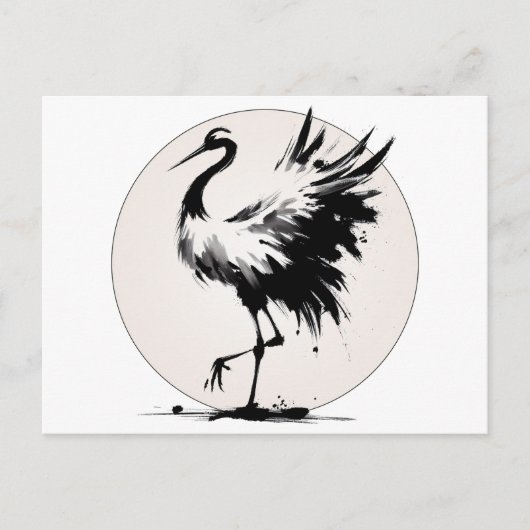 Sumi-e Crane Kaart (Voorkant)