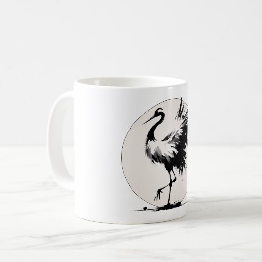 Sumi-e Crane Mok (Voorkant links)