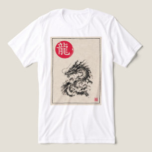 Sumi-e Draak – Geest van Japan Tri-Blend Shirt