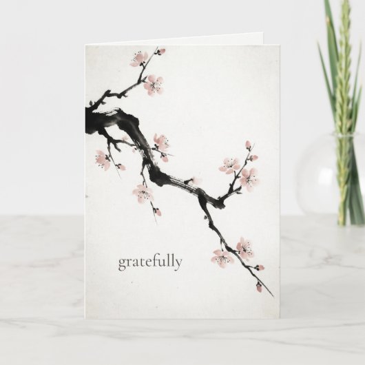 Sumi-E Ink | Cherry Blossom | Thank You Card Bedankkaart (Voorkant)