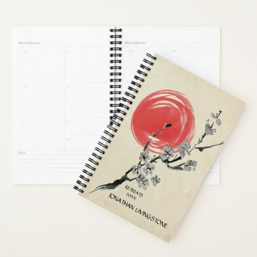 Sumi-e Kersenbloesem Rode Zon Persoonlijk Planner (Display)