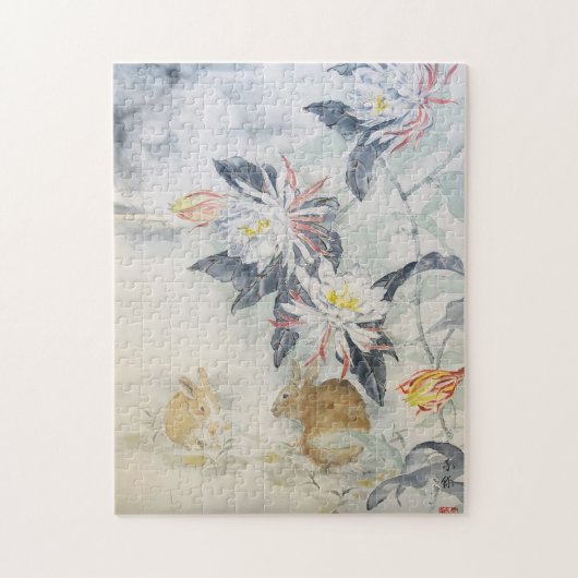 Sumi e Moon Rabbit Puzzle Legpuzzel (Verticaal)