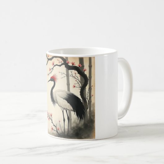 Sumi-E Red-Crowned Crane Mug Koffiemok (Voorkant rechts)