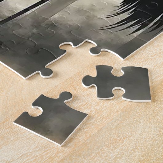 Sumi-E Red-Crowned Crane Puzzle Legpuzzel (Zijkant)