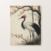 Sumi-E Red-Crowned Crane Puzzle Legpuzzel (Verticaal)