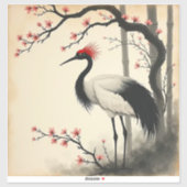 Sumi-E Rode Kraan Vinyl Sticker (Vel)