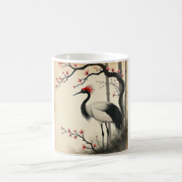 Sumi-E Rode Kraanvogel Mok