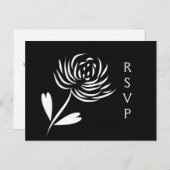 Sumi-e Style Chrysanthemum RSVP-Briefkaart Uitnodiging Briefkaart (Voorkant / Achterkant)