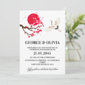  Sumi-e Style Japanese Cherry Blossom Wedding Kaart (Staand voorkant)