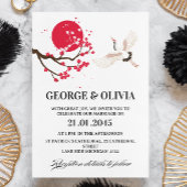  Sumi-e Style Japanese Cherry Blossom Wedding Kaart