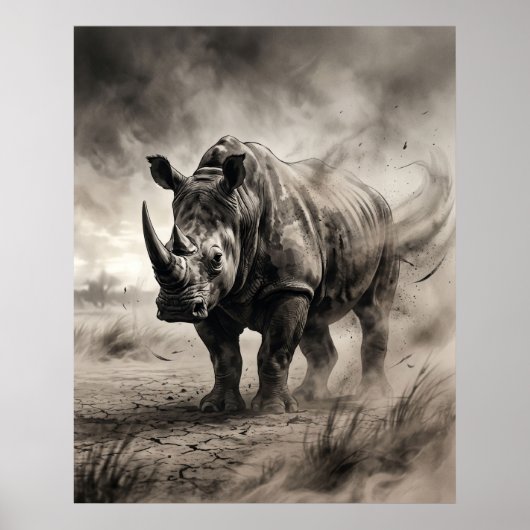Sumi Neushoornstof Storm Poster (Voorkant)