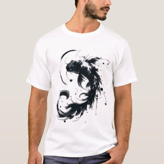 Sumie Brushstroke Karasu Zwart Koi Fish T-shirt