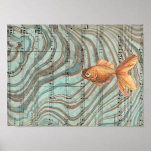 Suminagashi Goldfish Poster
