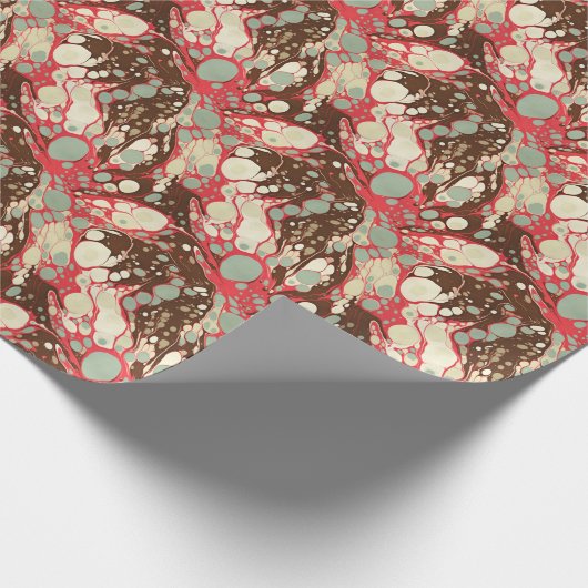 Suminagashi papier klassiek patroon roze (Hoek)