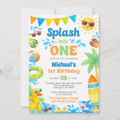 Summer 1st Birthday Invitation - Splash into One Kaart (Voorkant)