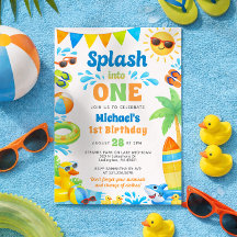 Summer 1st Birthday Invitation - Splash into One