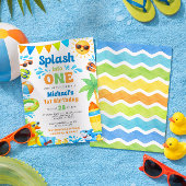 Summer 1st Birthday Invitation - Splash into One Kaart