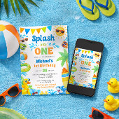 Summer 1st Birthday Invitation - Splash into One Kaart