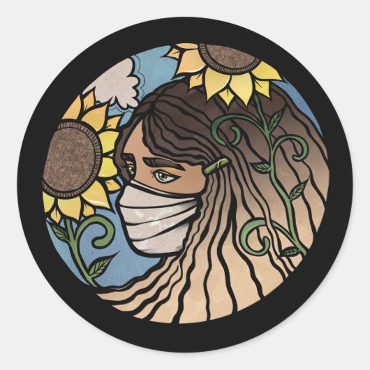 Summer 2020 Mask Up Goddess Ronde Sticker (Voorkant)