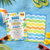 Summer 3rd Birthday Invitation - Dive into Three Kaart