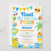 Summer 4th Birthday Invitation - Float into Four Kaart (Voorkant)