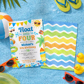 Summer 4th Birthday Invitation - Float into Four Kaart